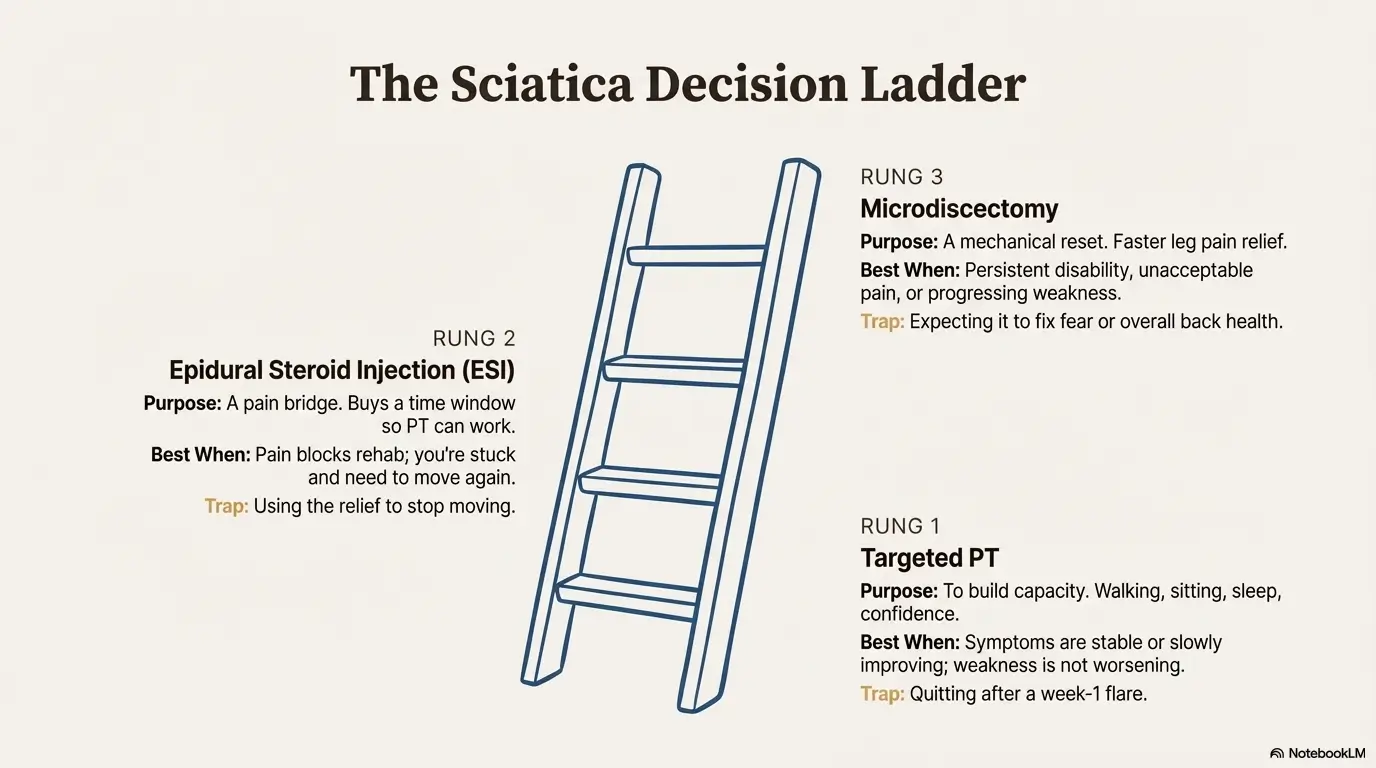 Sciatica from Herniated Disc: PT vs Epidural Steroid Injection vs Microdiscectomy — 7 Brutal Lessons After My MRI 4 Herniated Disc Sciatica Treatment