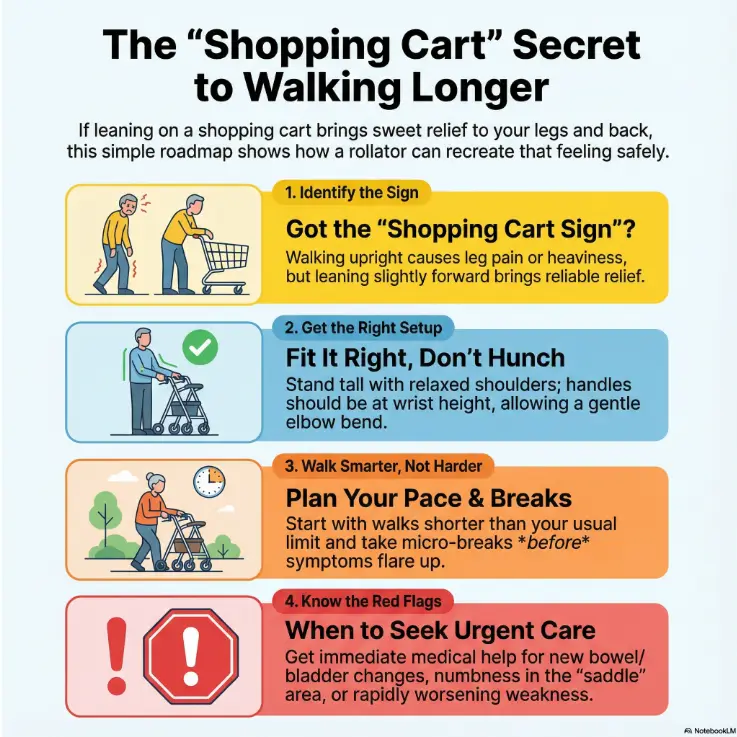 Shopping Cart Sign Walking Hack: How a Rollator Helped Me Walk 30 Minutes With Lumbar Spinal Stenosis 3 Rollator for lumbar spinal stenosis