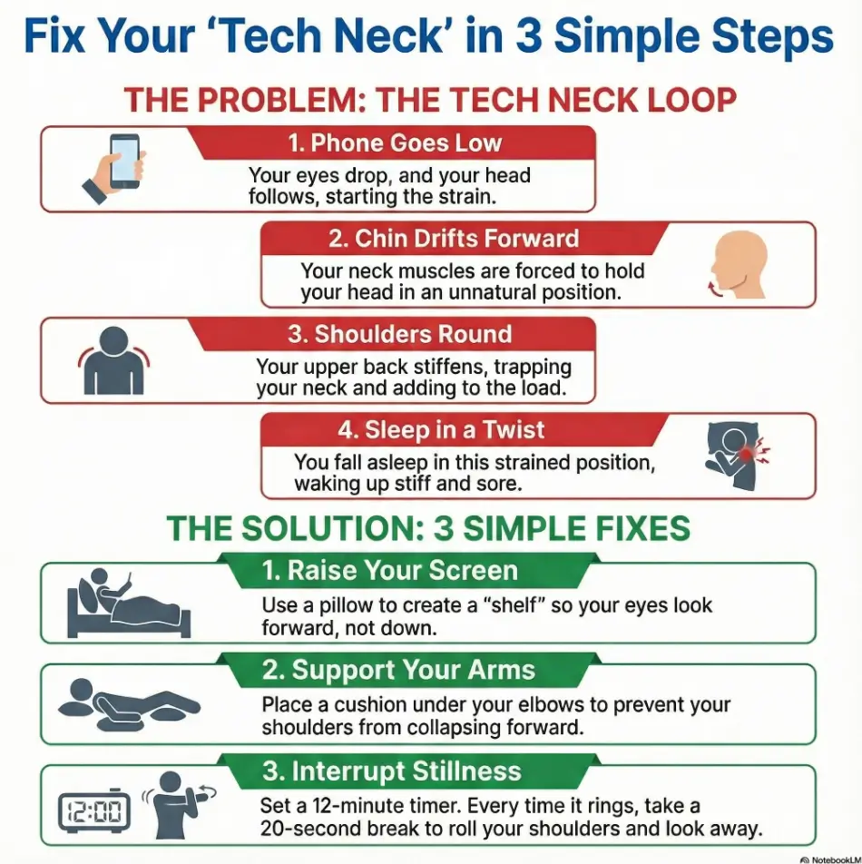 Tech Neck Pain From Phone-in-Bed