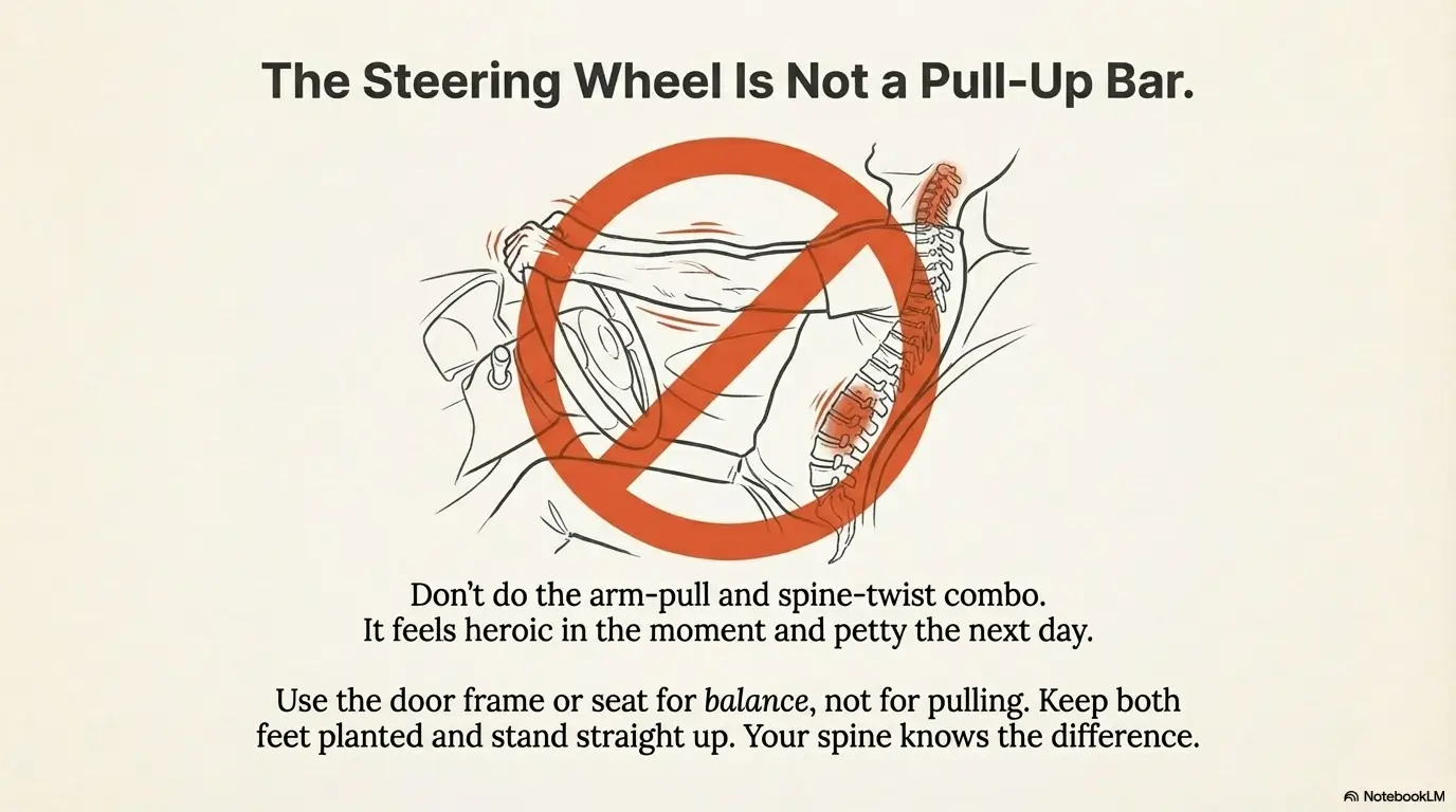 Get in and out of a low car with sciatica