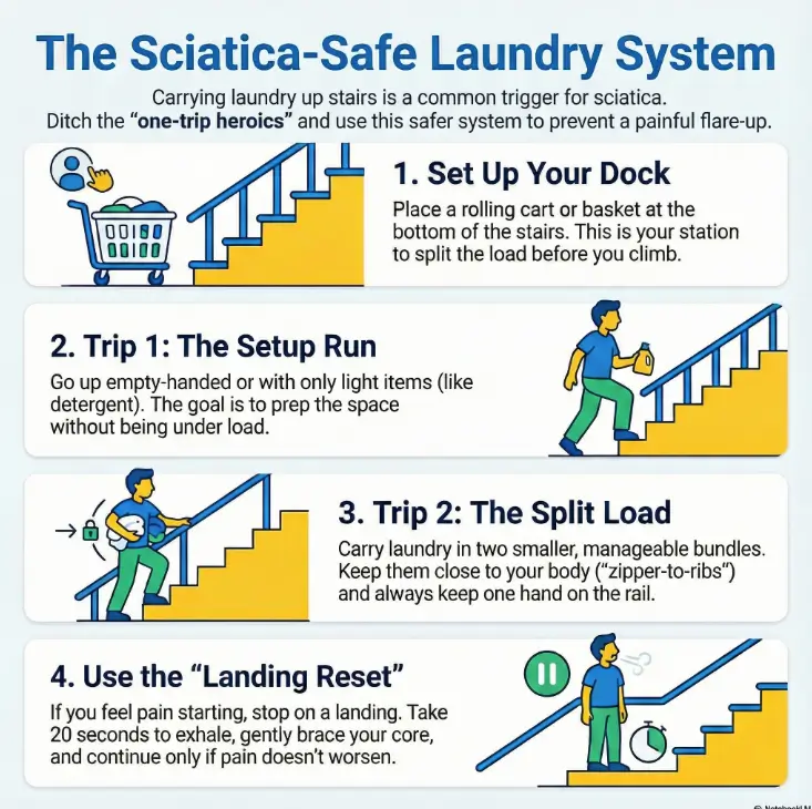 carry laundry upstairs with sciatica