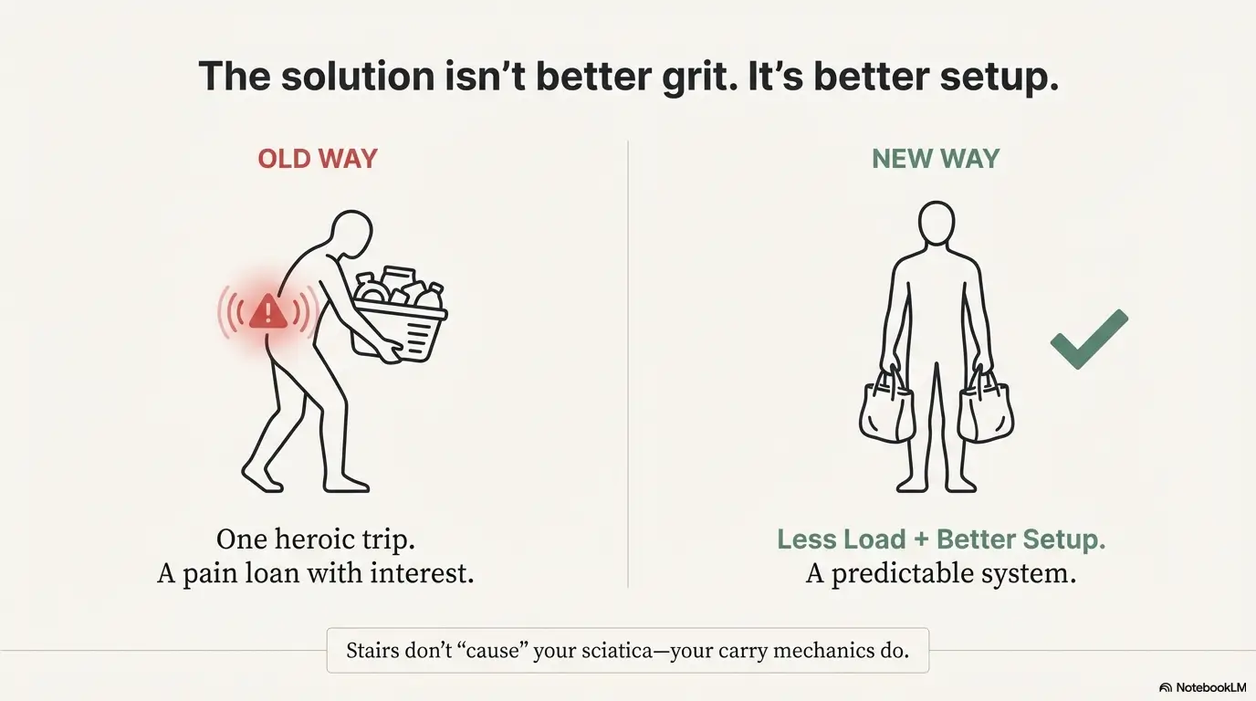 carry laundry upstairs with sciatica