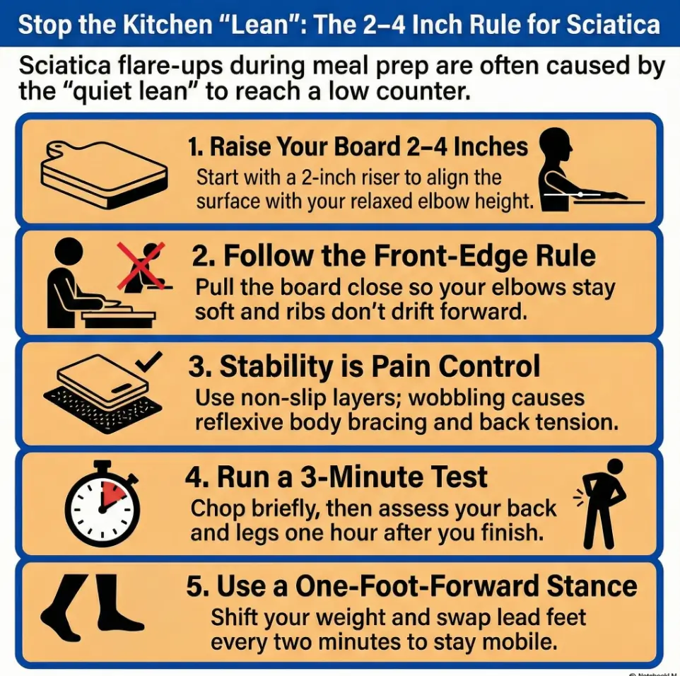 Elbow-Height Cutting Board Riser for Sciatica: The 2–4 Inch Rule (US Kitchen Setup) 3 cutting board riser for sciatica