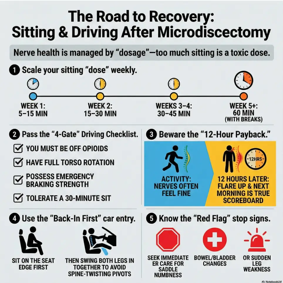 Microdiscectomy sitting and driving
