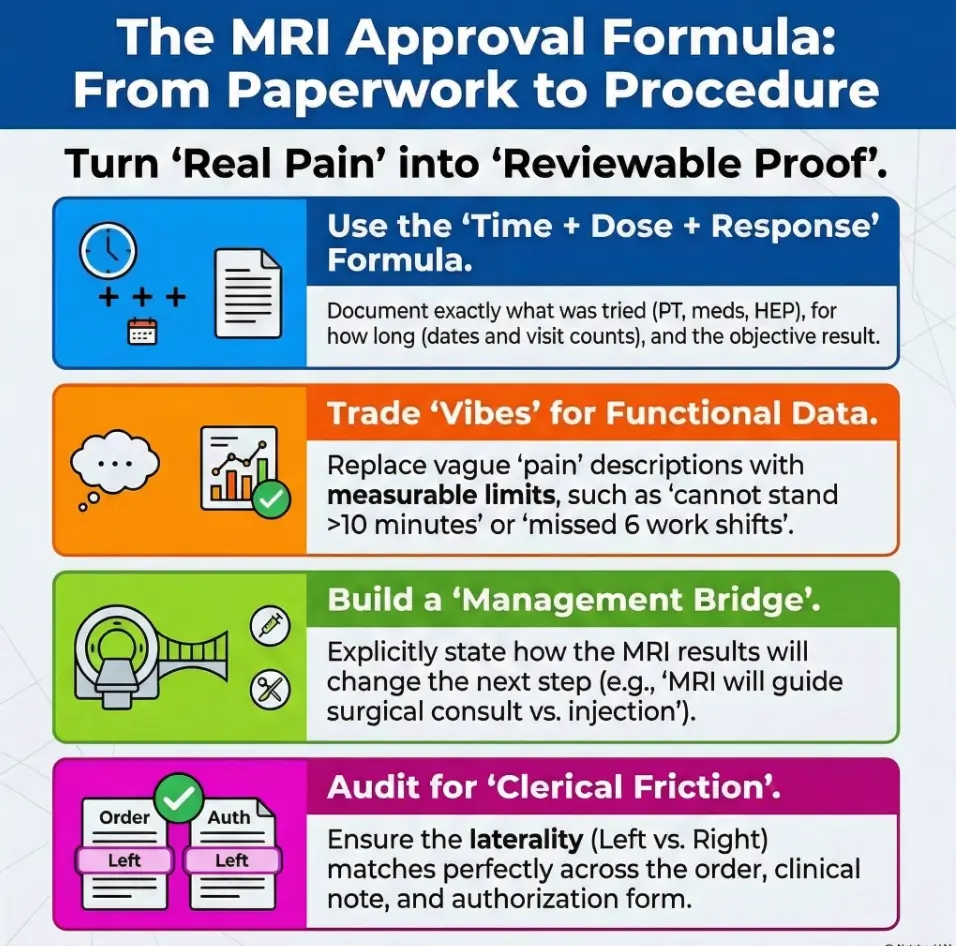 Prior Authorization for MRI: How to Document “Failed Conservative Care” (Working Title) 3 failed conservative care for MRI