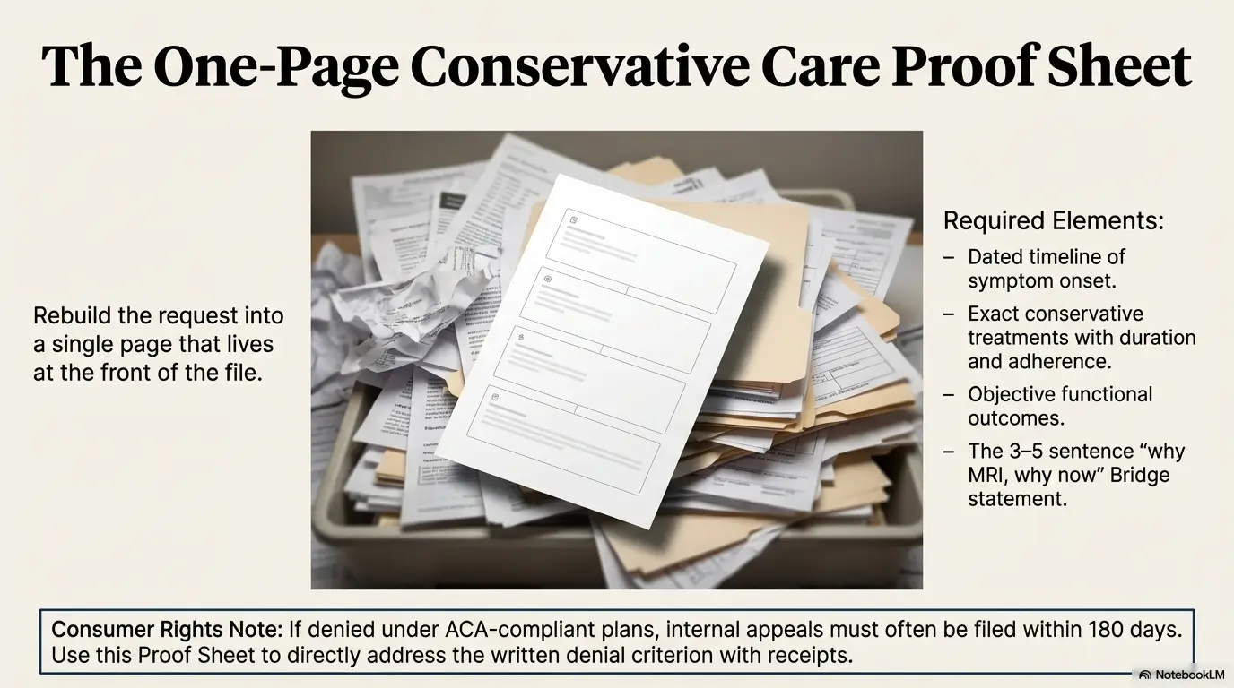 Prior Authorization for MRI: How to Document “Failed Conservative Care” (Working Title) 5 failed conservative care for MRI