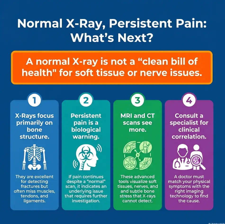 normal x-ray but pain continues