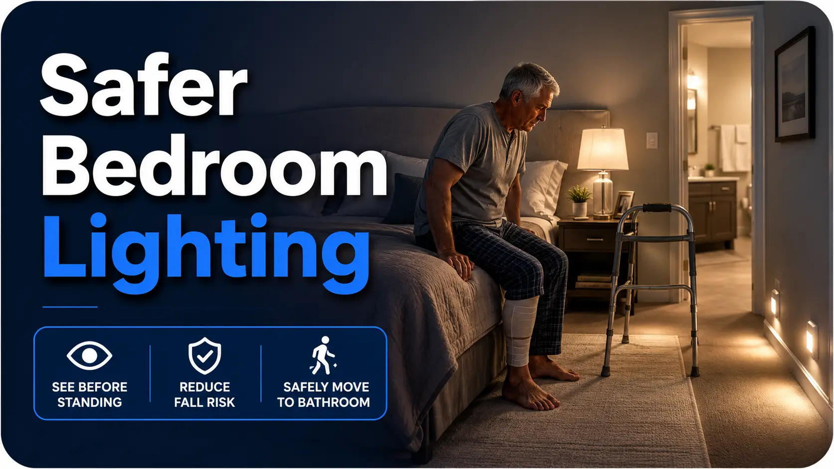 bedroom lighting setup after joint surgery