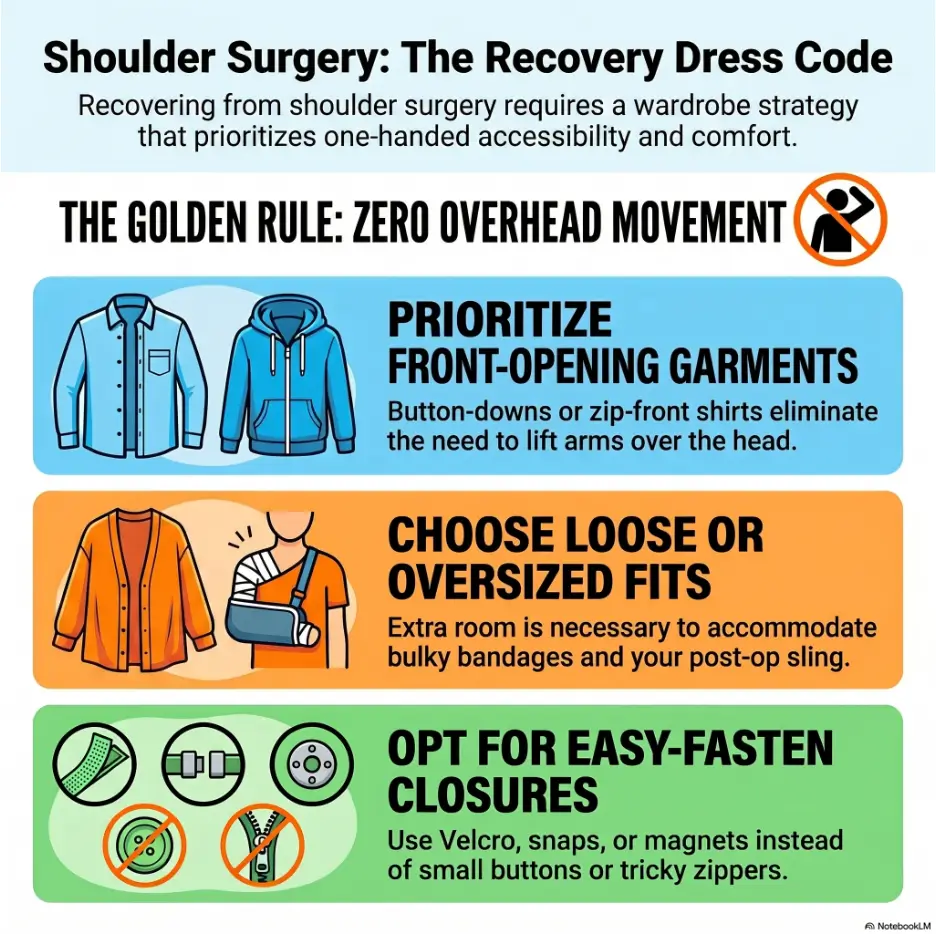 Getting Dressed After Shoulder Surgery: Button Shirts vs Pullover Shirts 3 shoulder surgery shirts