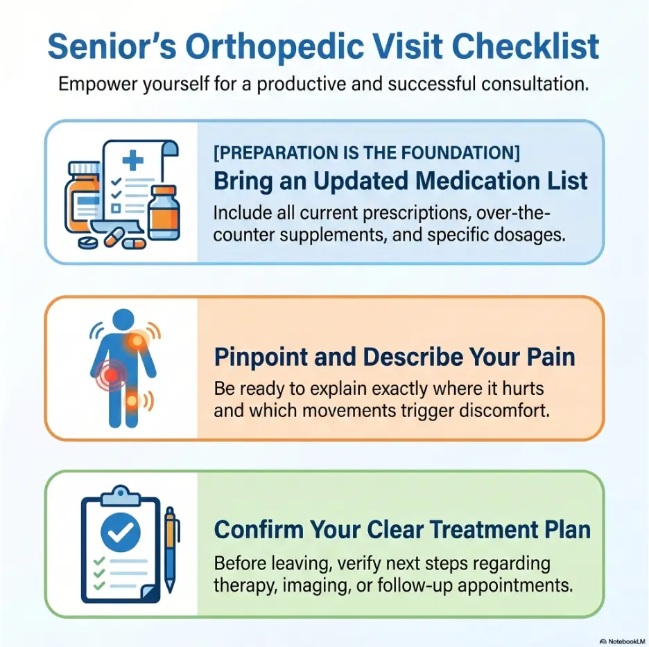 Orthopedic Visit Checklist for Seniors: What to Bring, Ask, and Avoid 3 orthopedic visit checklist